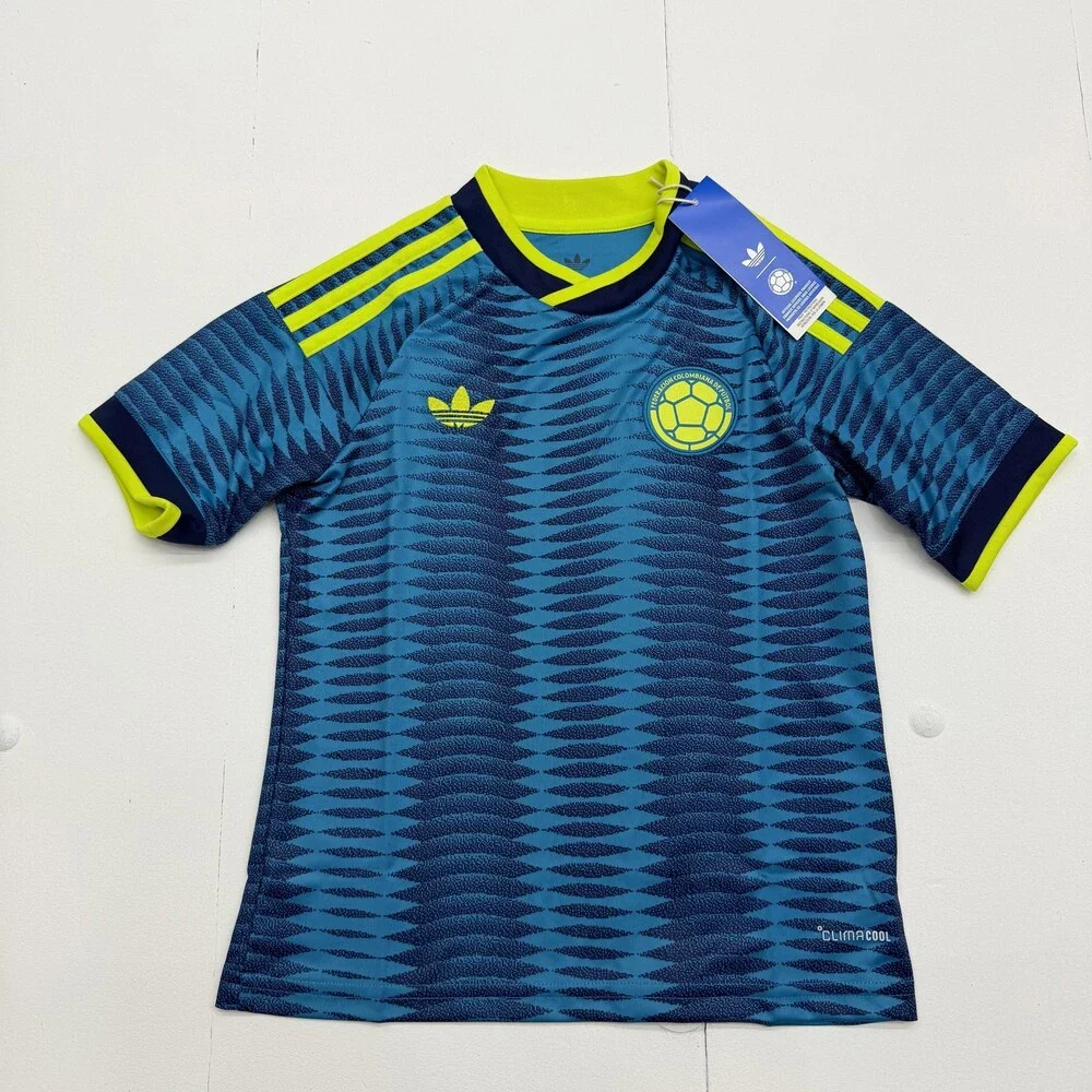 Colombia Soccer Jersey Youth Small 9-10 Boys Blue Adidas Climacool National Team